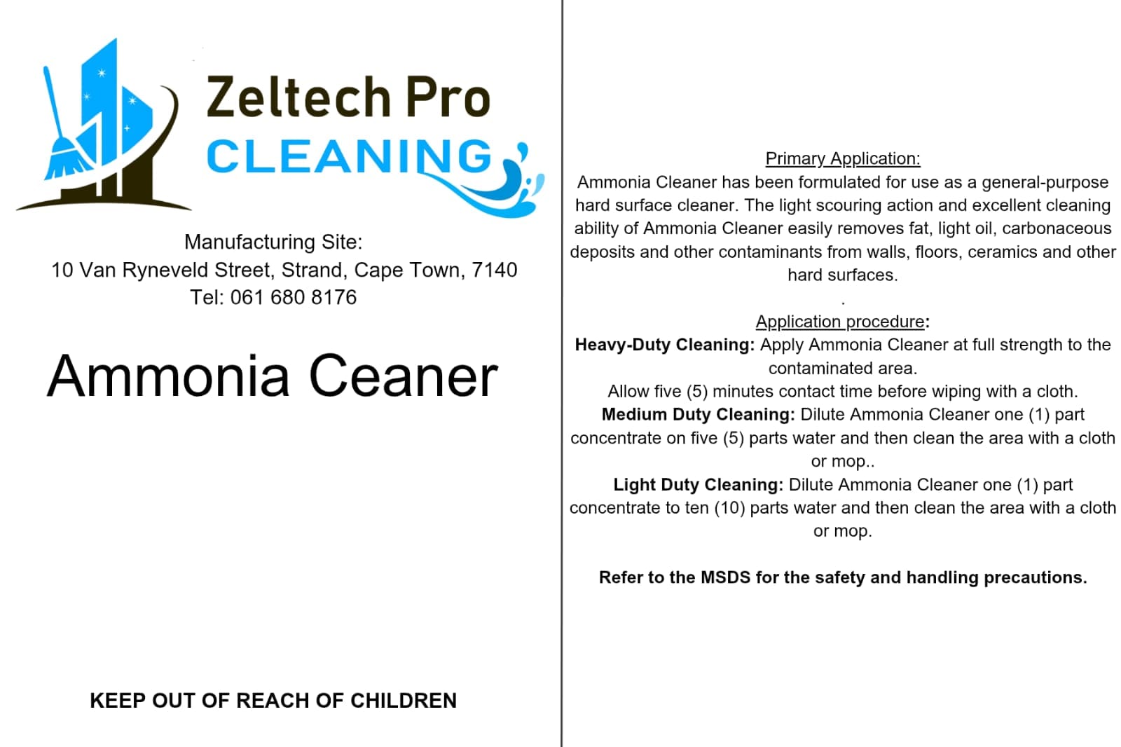 Ammonia Cleaner ("Handy Andy")