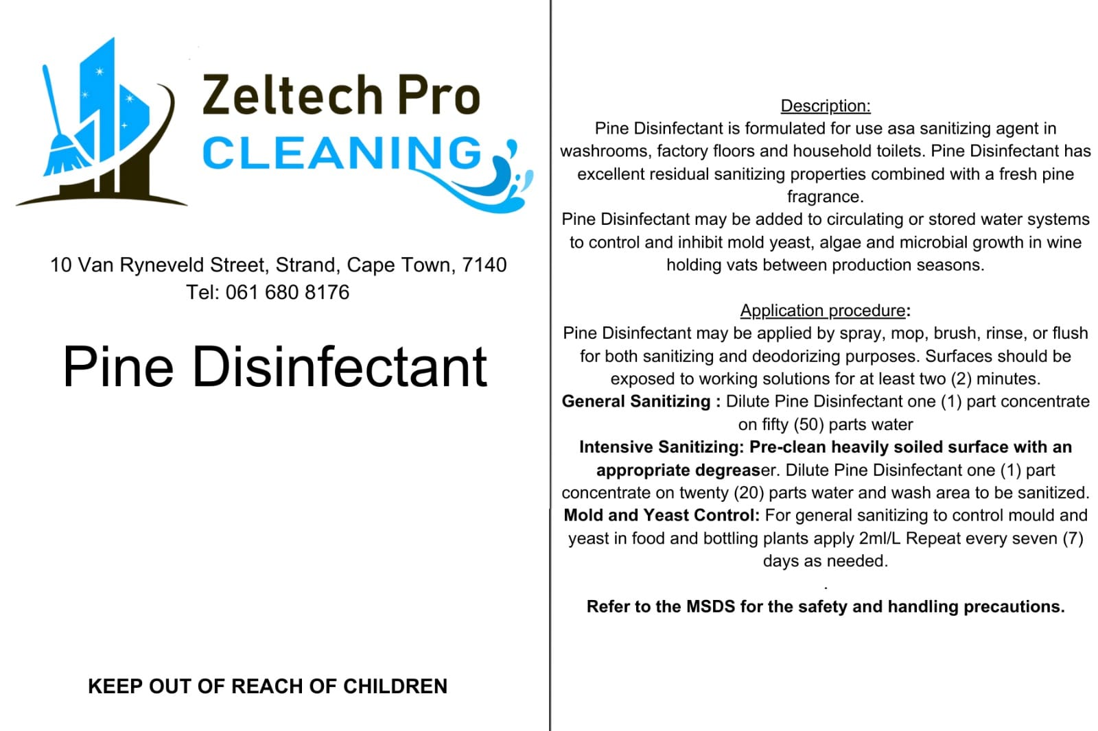 Pine Disinfectant (NRCS reg)